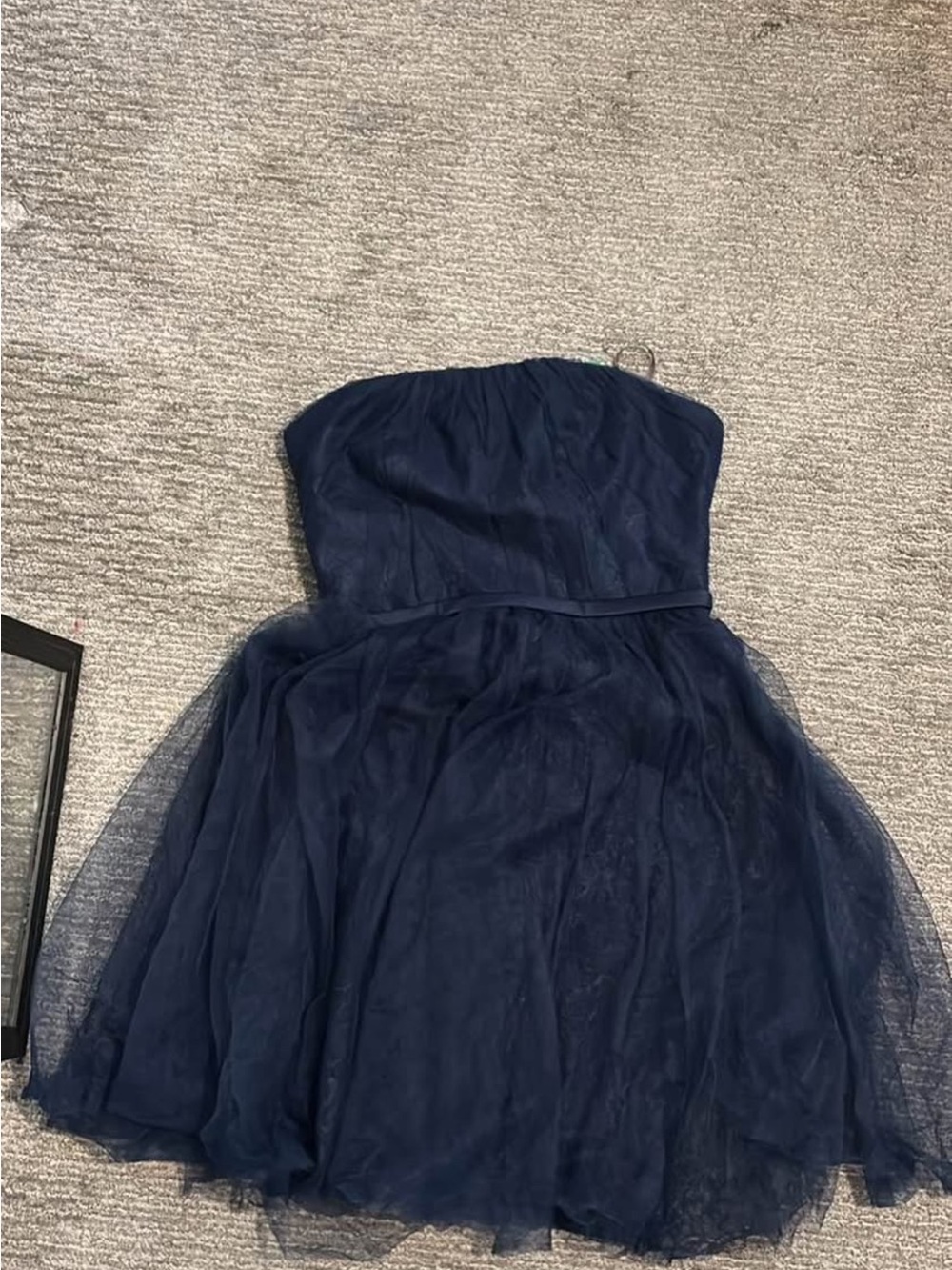 White by Vera Wang Strapless Navy Tulle Cocktail Dress